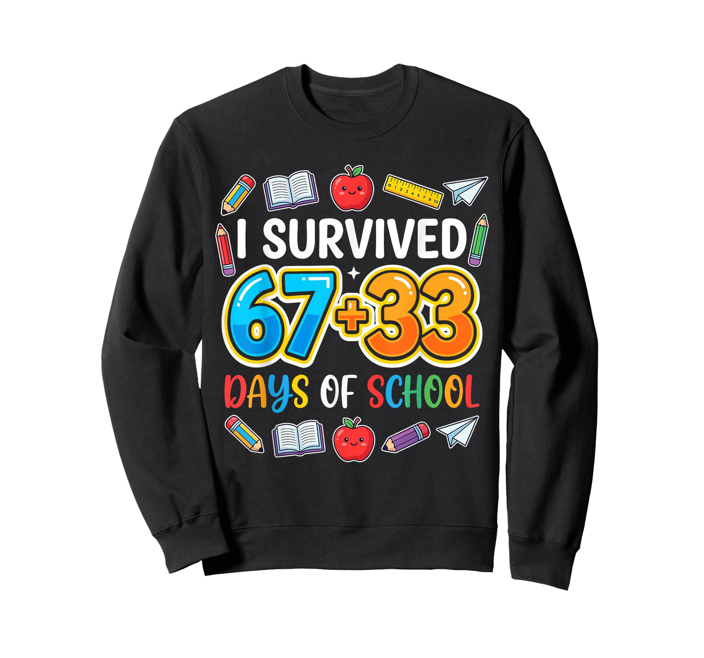 100th Day Boys I Survived 67 + 33 Funny 100 Days of School T-Shirt