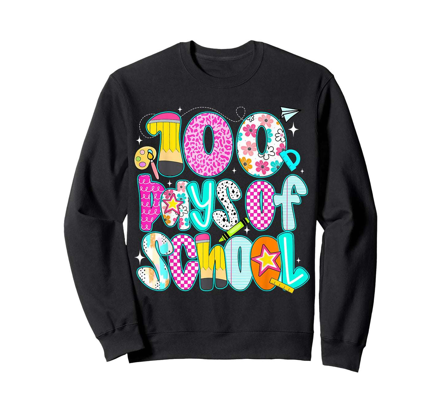 Preppy Floral Pencil 100 Days of School Teacher Student T-Shirt