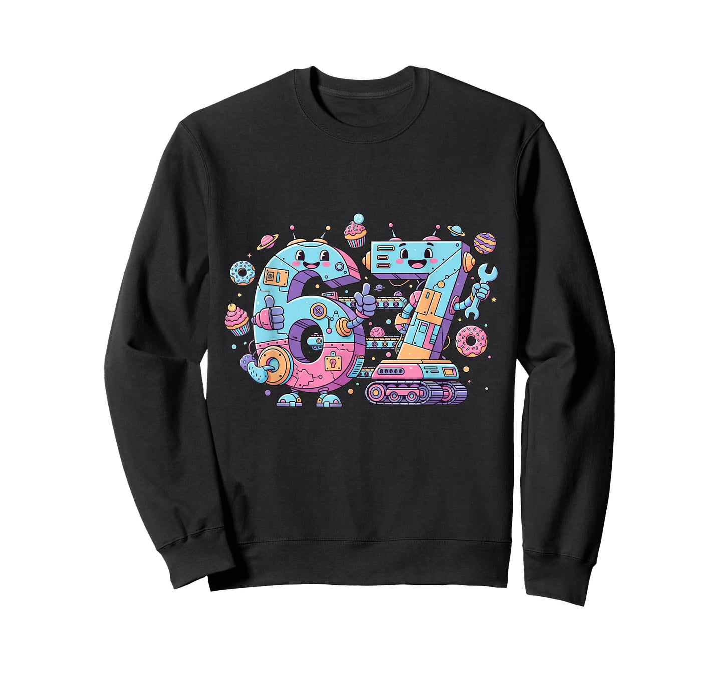 Funny Six Seven Cute Vintage & Retro Robot Art Number 67 Tee T-Shirt