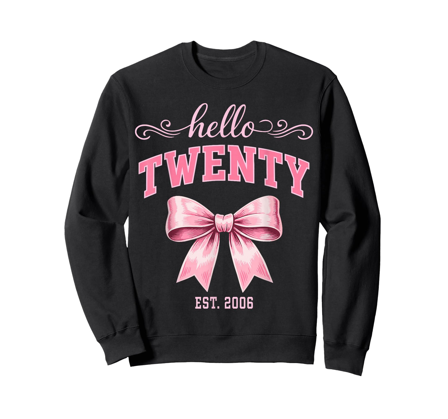 Hello Twenty Est 2006 Cute Coquette Bow 20th Birthday Girls T-Shirt