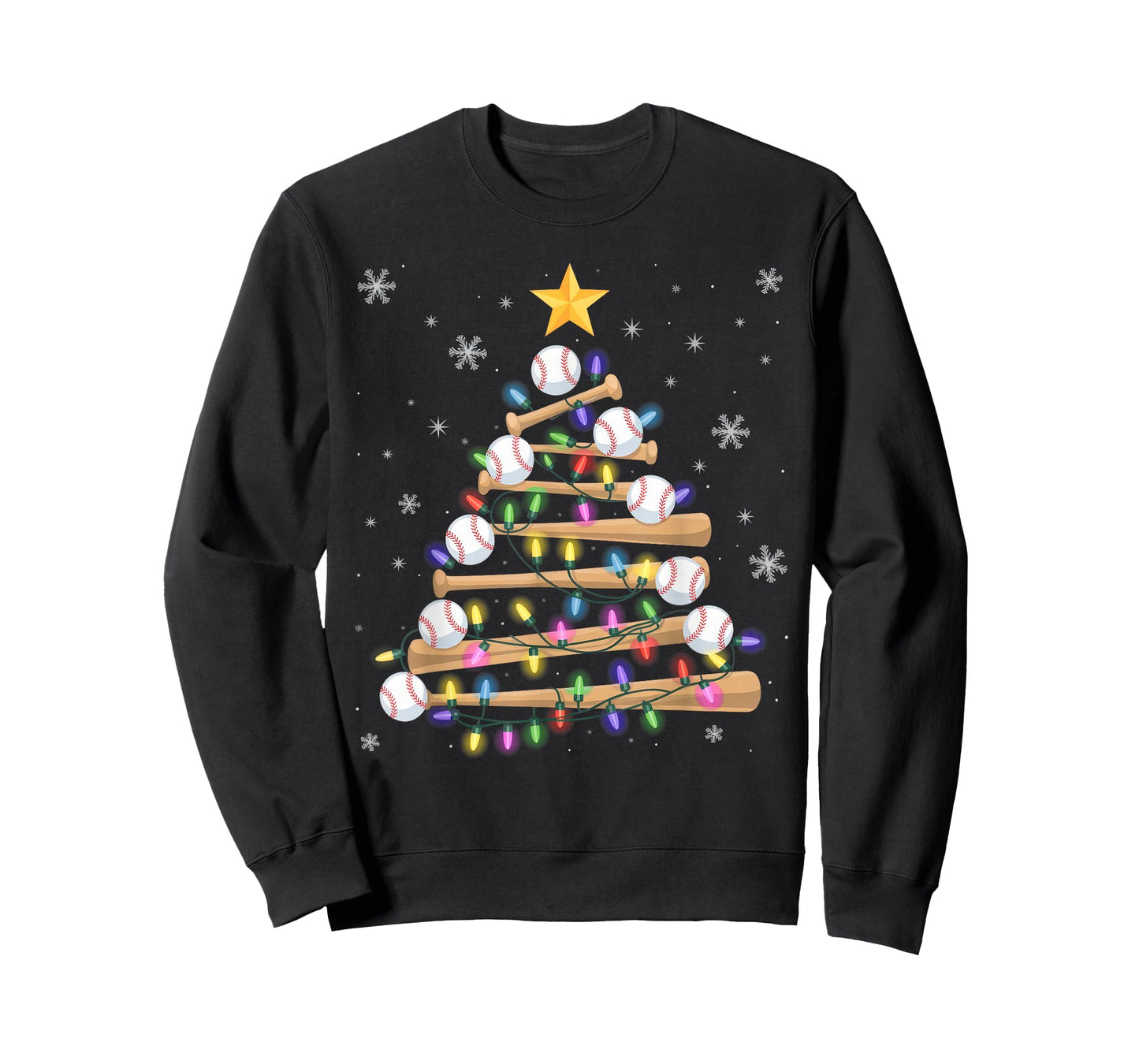 Baseball Christmas Tree Light Xmas Baseball Boys Kids T-Shirt
