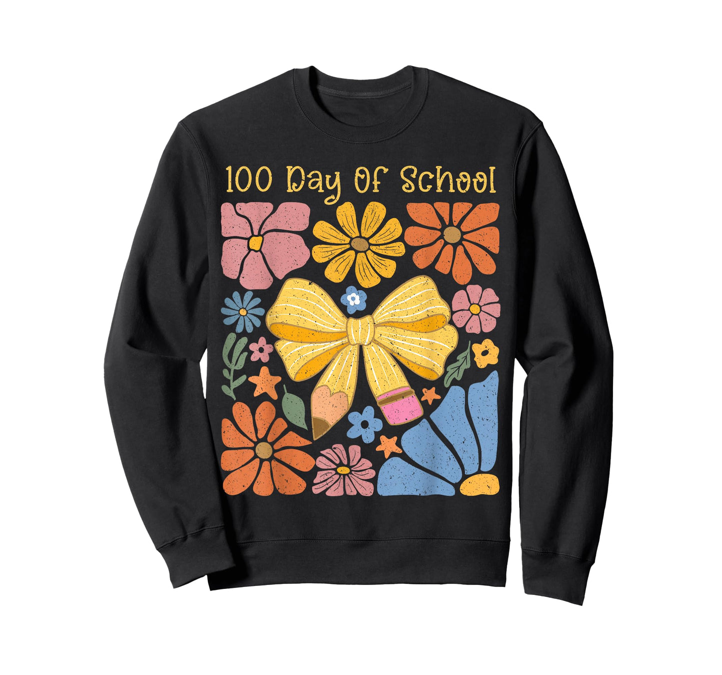 100 Days of School Groovy Retro Teacher Student Coquette Bow T-Shirt