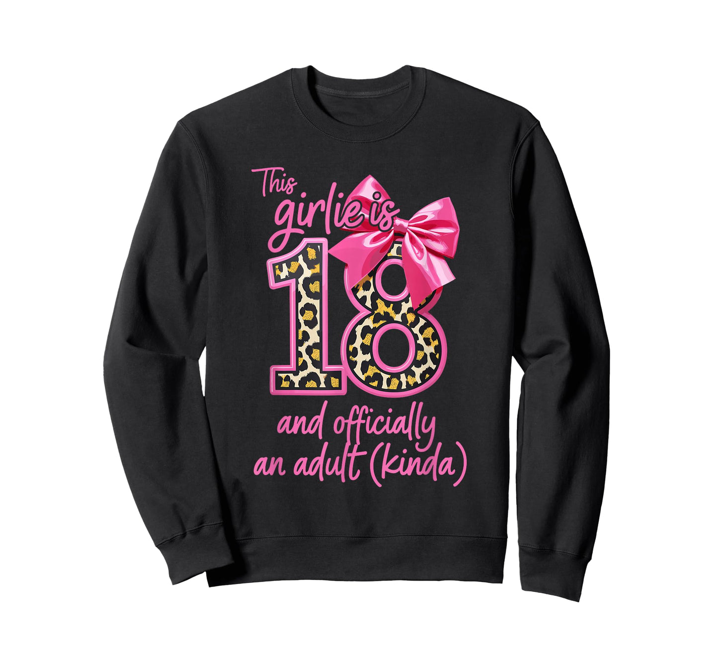 18th Birthday Girl Leopard Print Pink Bow Cute T-Shirt
