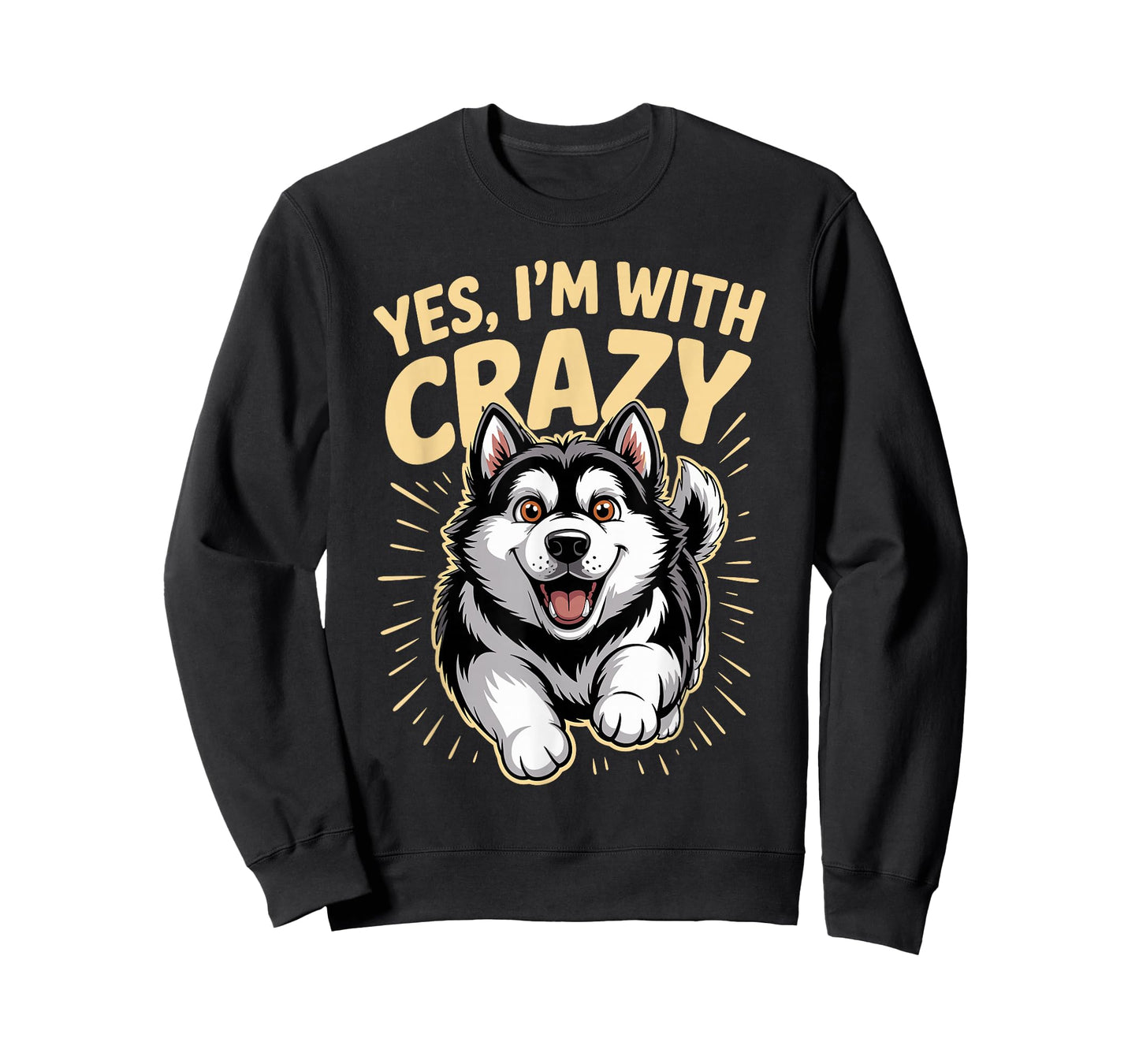 Yes I'm with Crazy Pet Dog Cartoon Funny Alaskan Malamute T-Shirt
