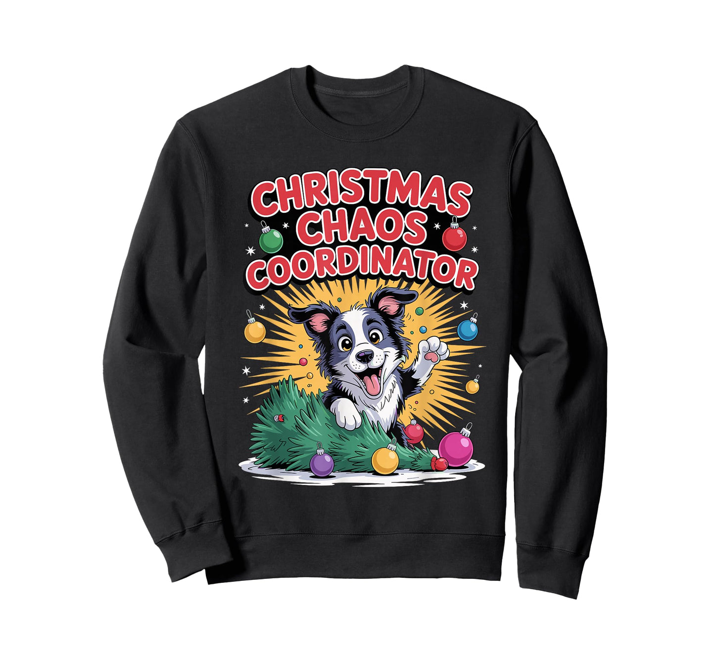 Christmas Chaos Coordinator Xmas Dog Funny Border Collie T-Shirt