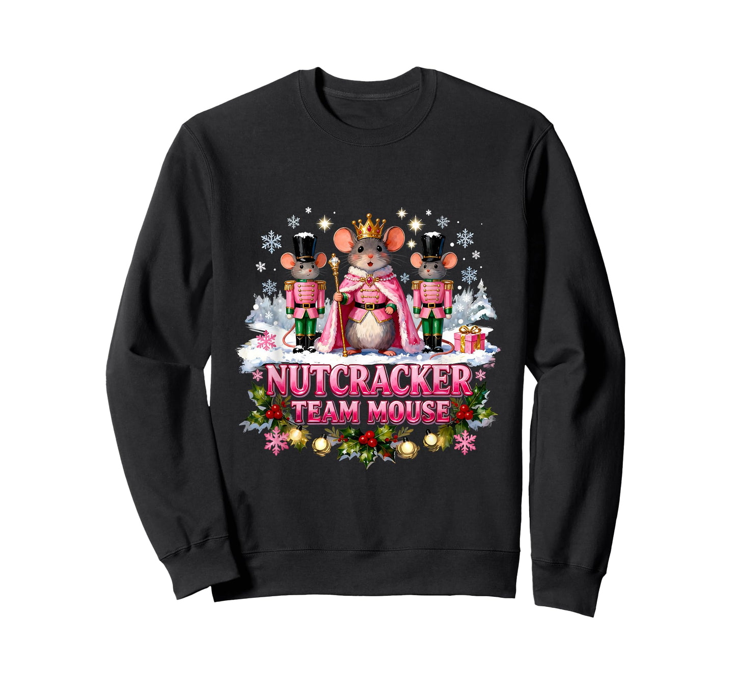 Vintage Christmas Fairy Mouse Nutcracker Team Pink Ballet T-Shirt