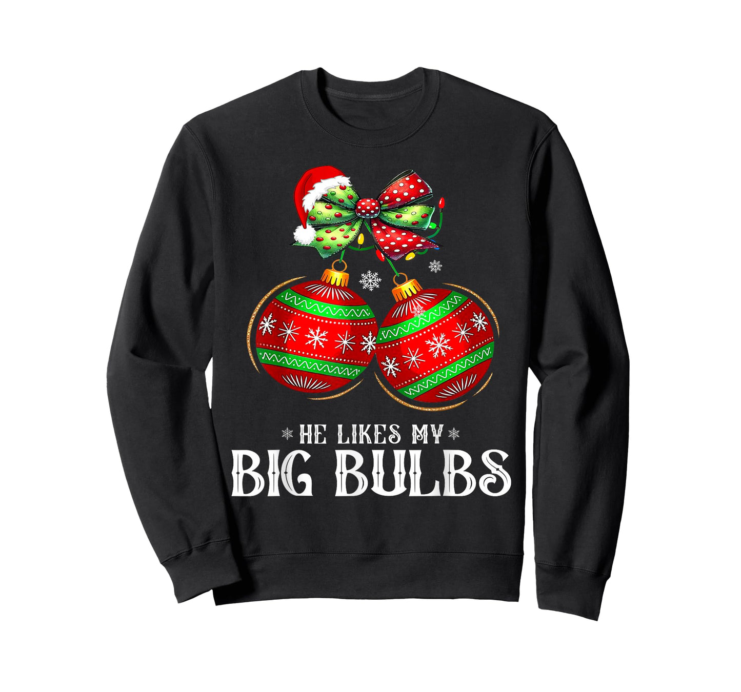 He Likes My Big Bulbs Couples Love Candy Christmas Pajamas T-Shirt