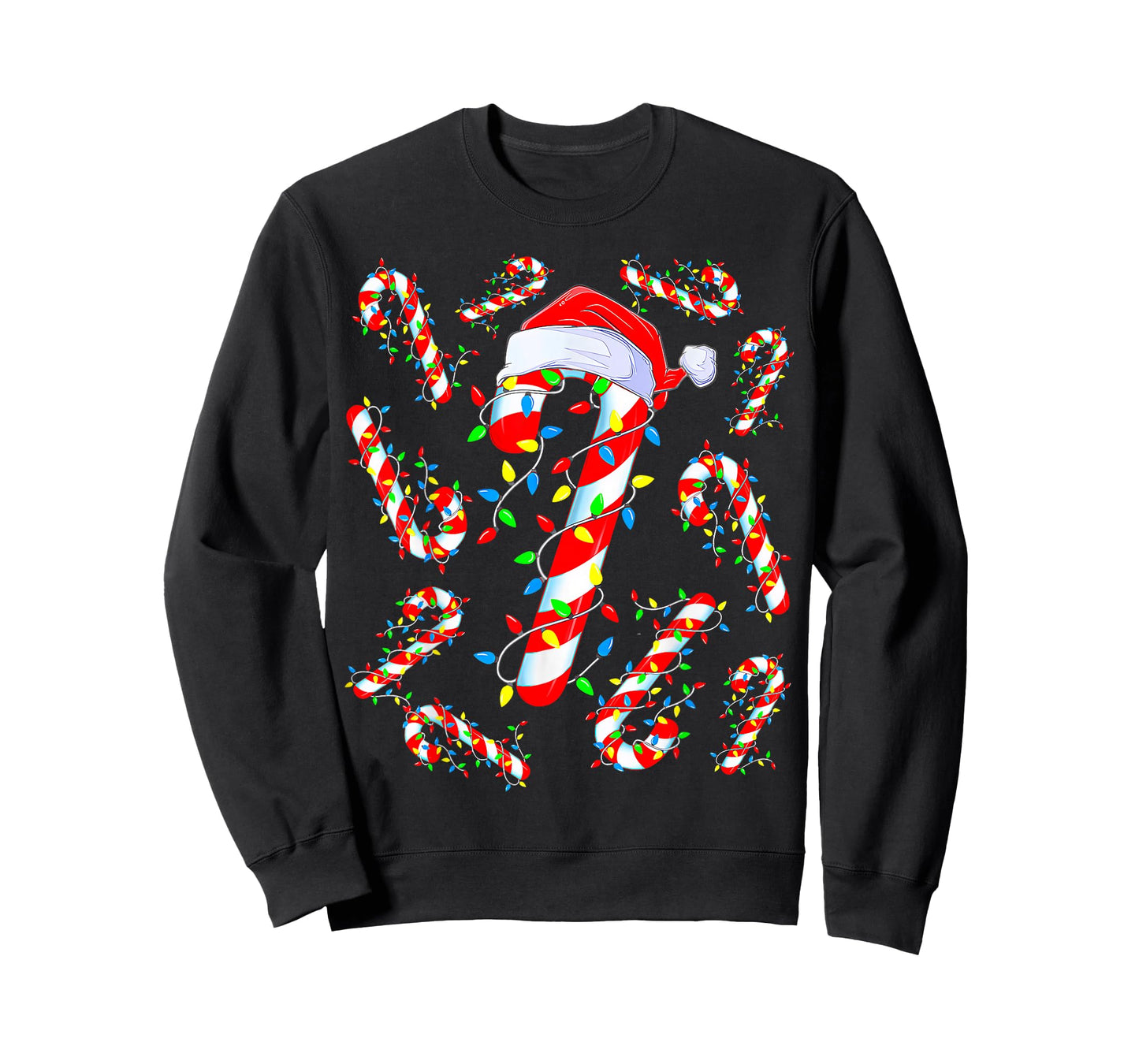 Candy Cane Crew Red and White Santa Funny Christmas Lights T-Shirt