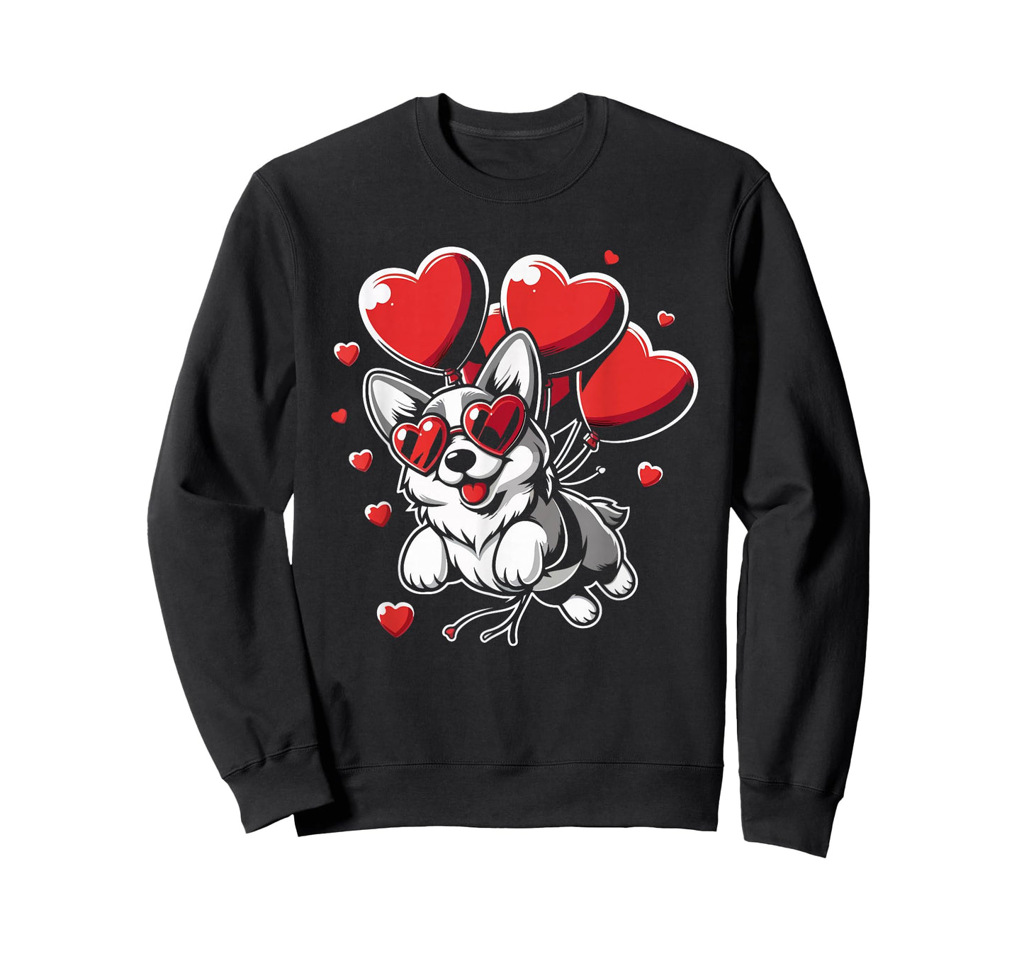 Funny Cute Dog Valentines Day Heart Balloons Corgi Dog Lover T-Shirt