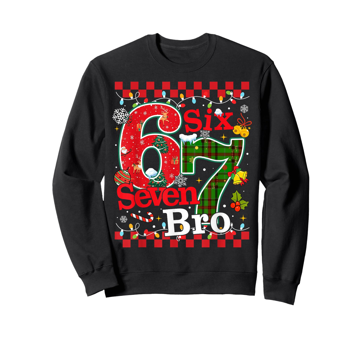 Six Seven Christmas Bro Funny Brainrot Meme 67 Gen Z Slang T-Shirt