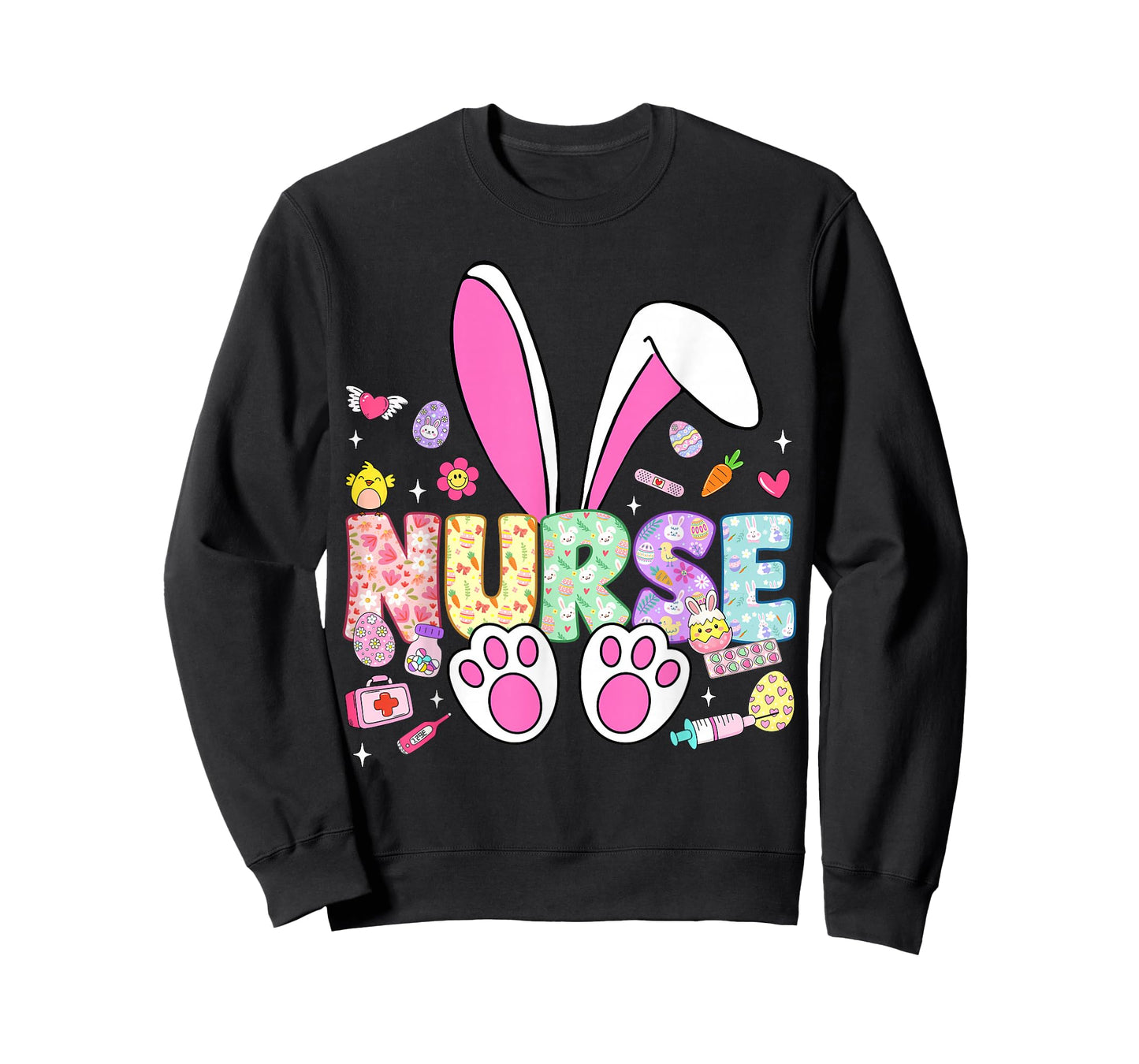 Happy Easter Day Bunny Ears Stethoscope Floral Nurse Life T-Shirt