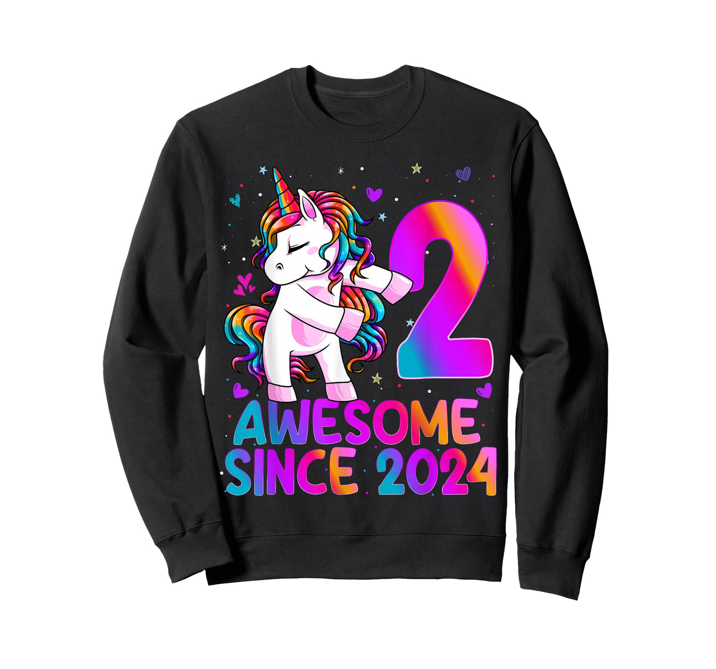 2 Year Old Girl Awesome Since 2024 Unicorn 2nd Birthday Girl T-Shirt
