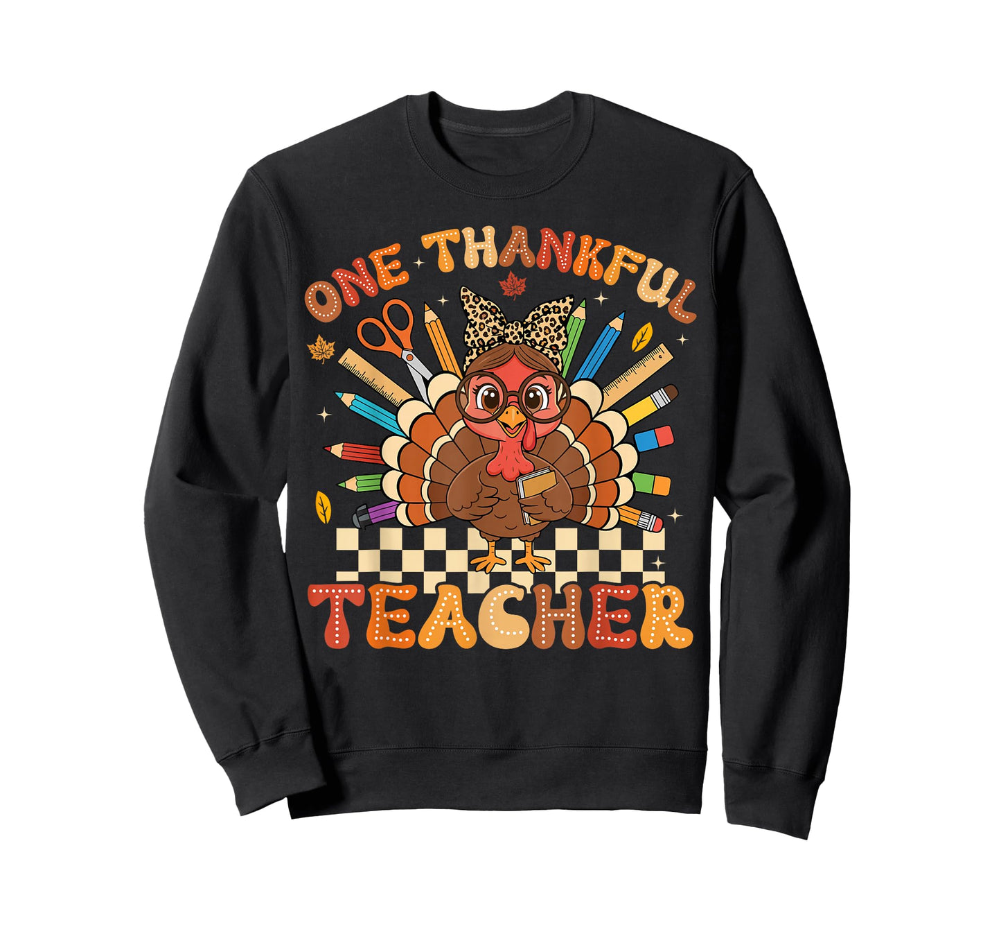 One Thankful Teacher Thanksgiving Turkey, Cute Crayon Pencil T-Shirt