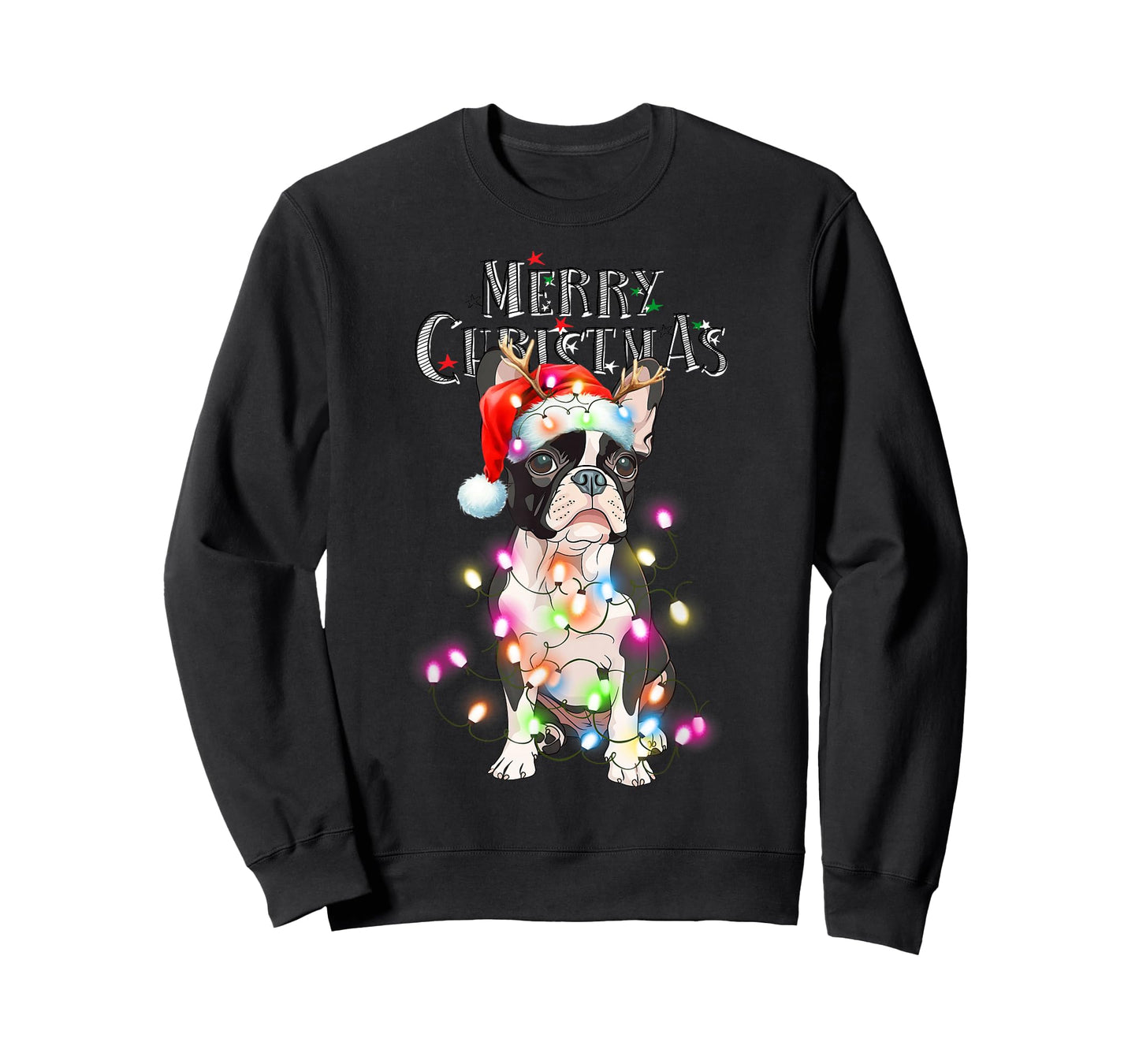 Boston Terrier Christmas Lights Xmas Dog T-Shirt