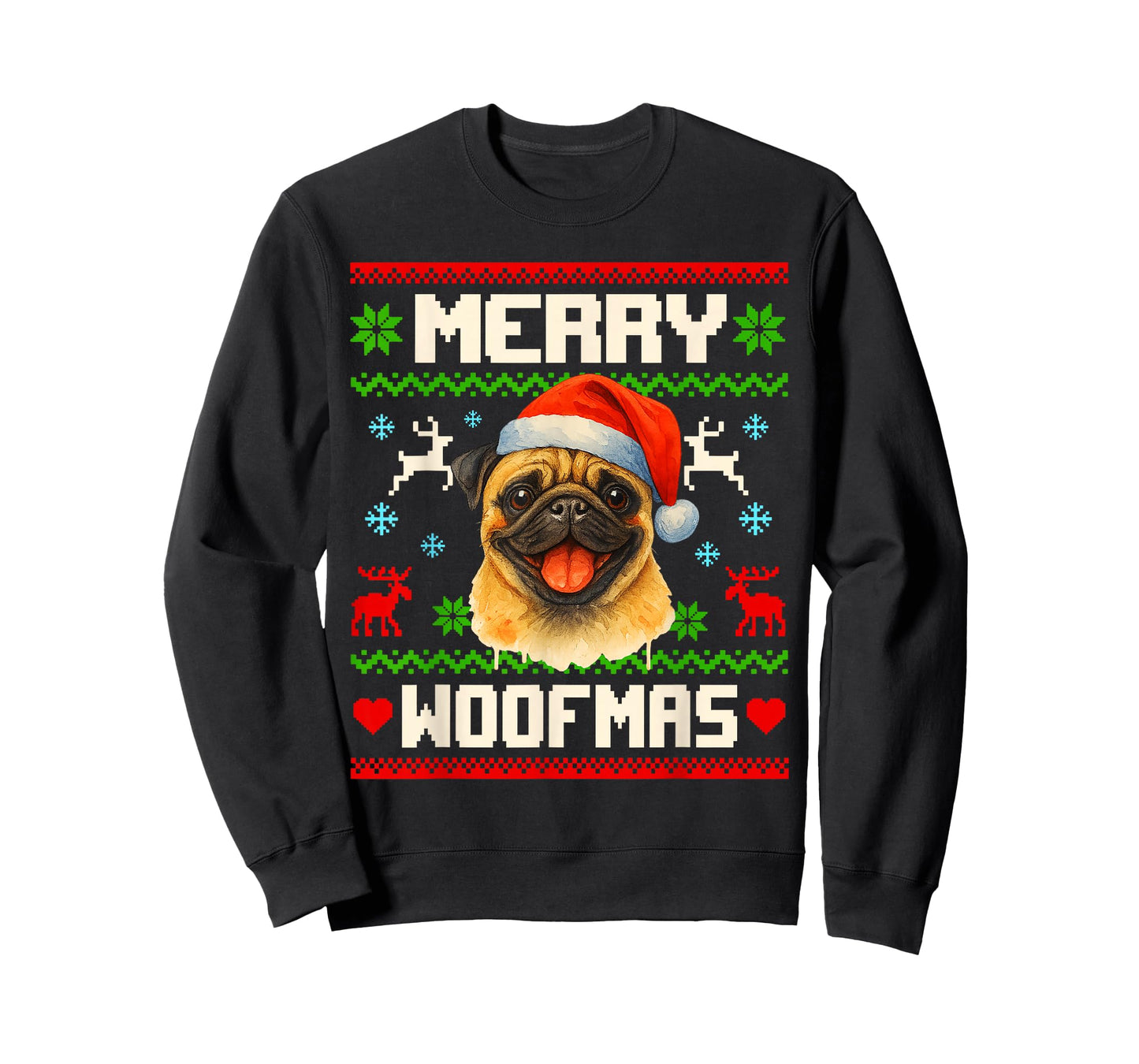Funny Pug Christmas Ugly Sweater Pet Dog Lover Xmas T-Shirt