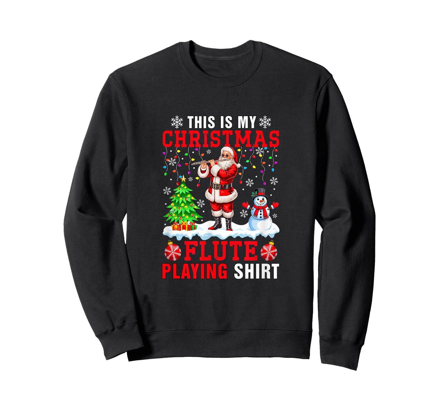 My Christmas Flute Playing Shirt Santa Instrumentalist T-Shirt