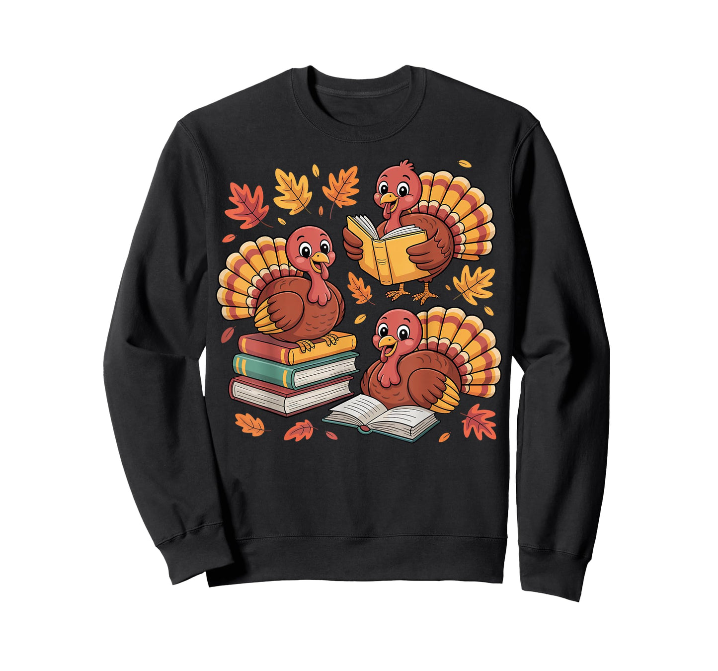 Turkey Reading Books Fall Thanksgiving Teacher Librarian T-Shirt