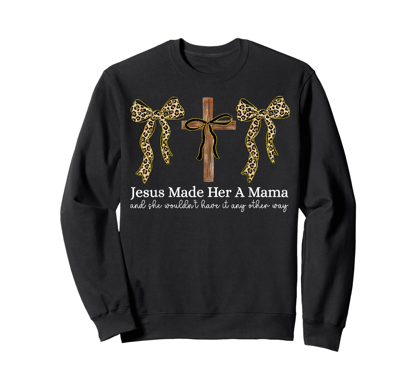 Jesus Made Her A Mama Christian Cross Faith Coquette Bow T-Shirt