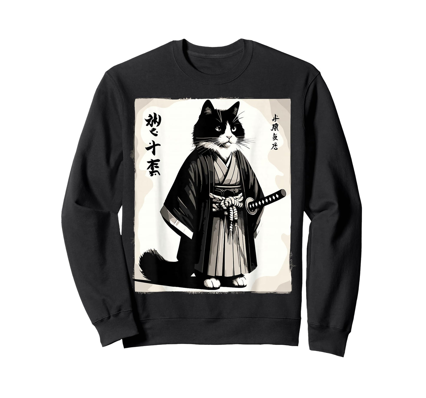 Samurai Cat Vintage Warrior Japanese Anime T-Shirt