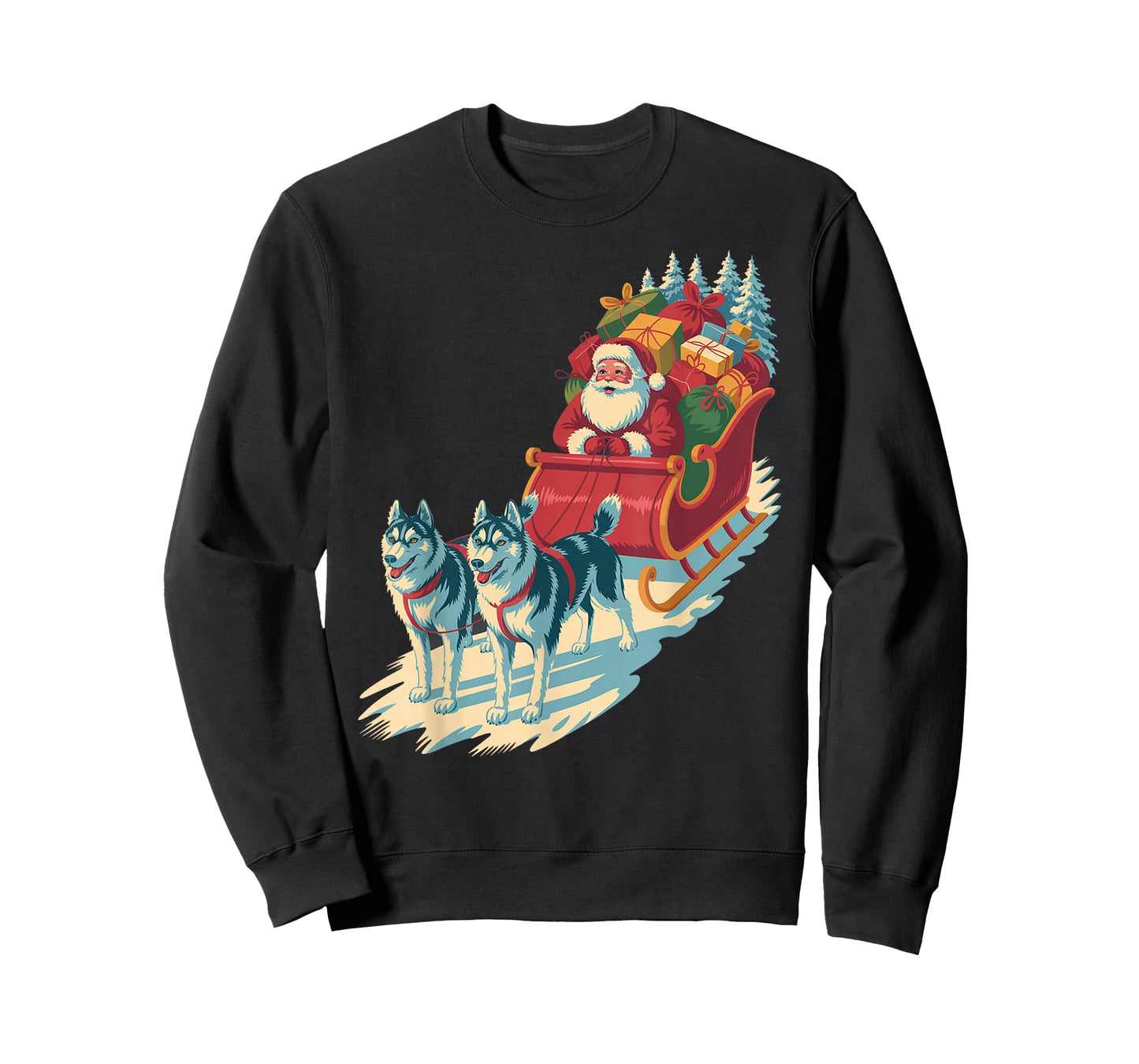 Funny Santa Husky Sleigh Ride – Vintage Holiday Classic T-Shirt