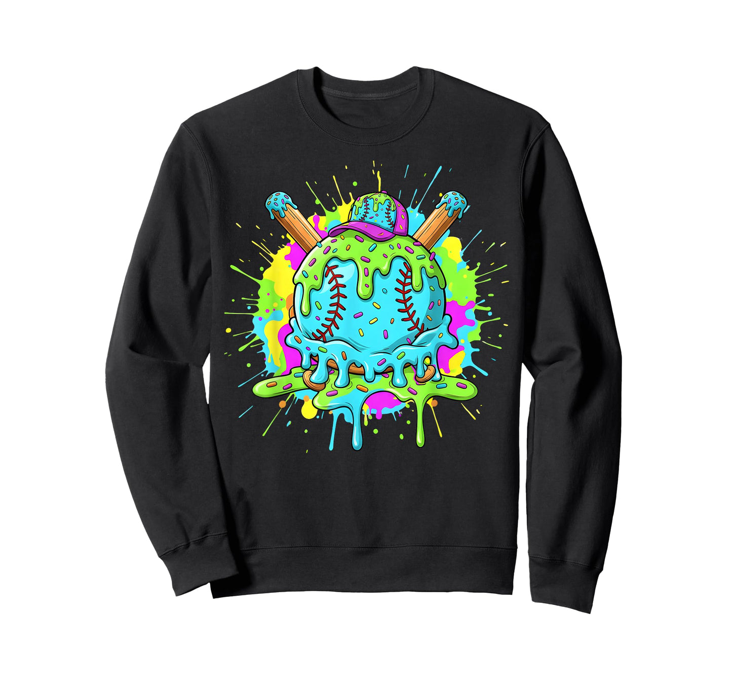 Baseball Drip for Boys Ice Cream Drip Youth Boys Baseball T-Shirt