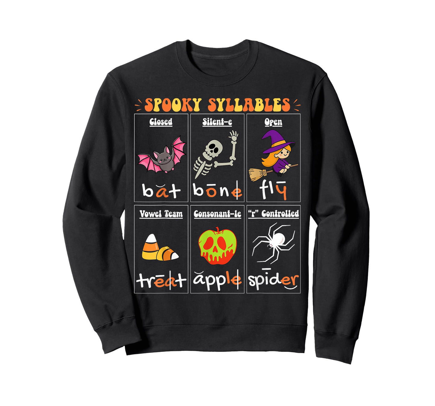 Halloween Reading Spooky Syllables Teacher Vintage T-Shirt