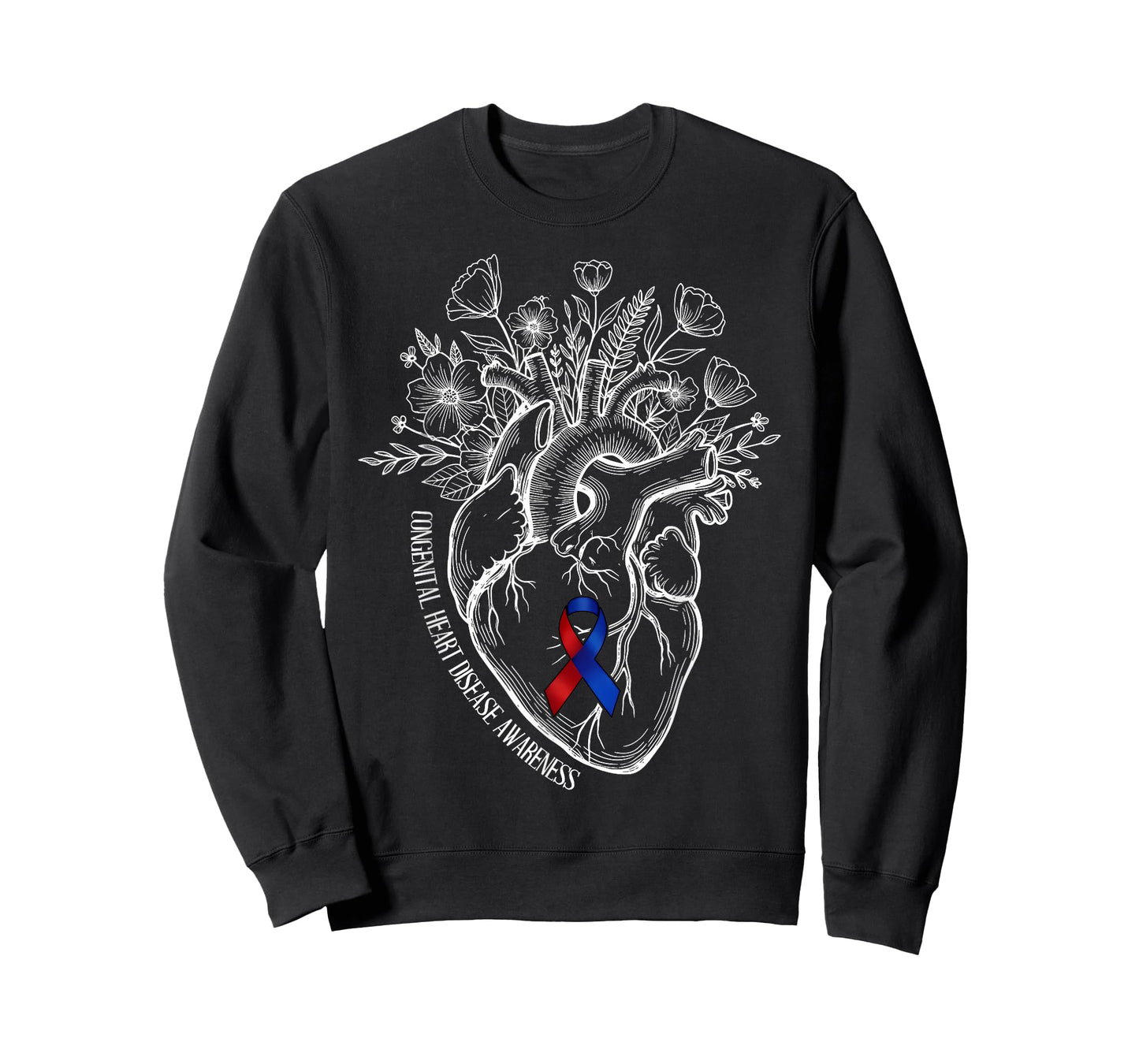 Congenital Heart Disease CHD Awareness Heart Warrior Floral T-Shirt