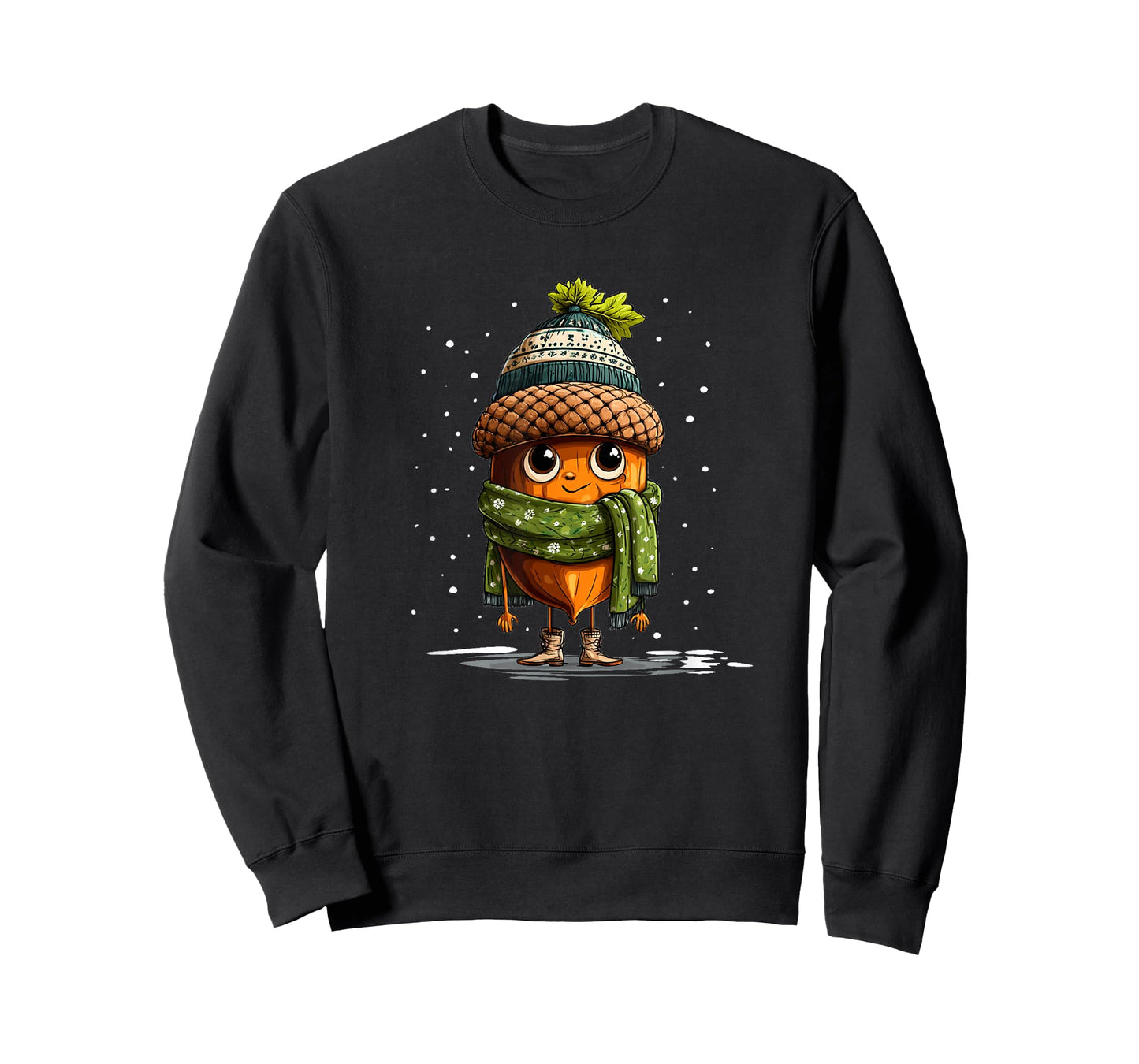 Cute Acorn Oak with Winter Hat and Shawl for Chestnuts Fans T-Shirt