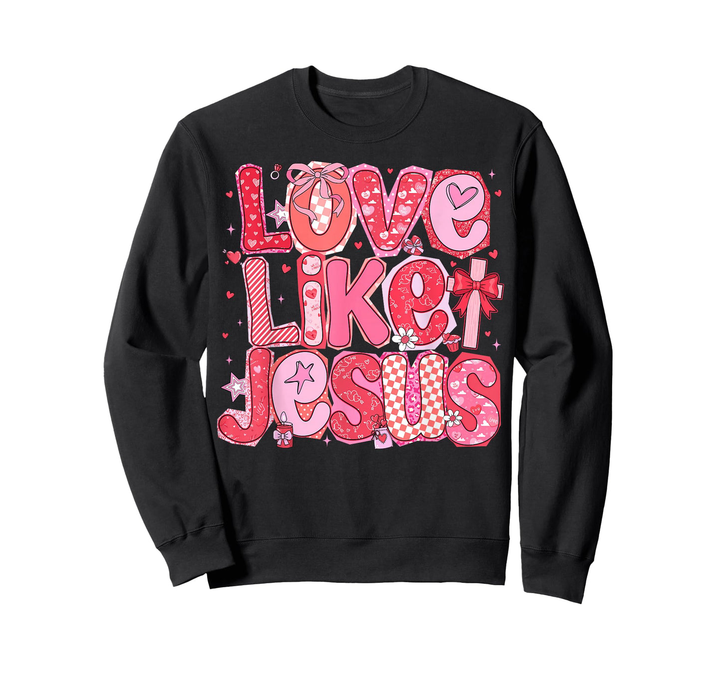 Valentine Love Like Jesus Coquette Bow Christian Women Girls T-Shirt