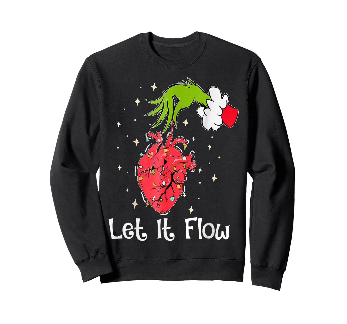 Funny Let It Flow Anatomy Heart Cardiac Nurse Santa Hat Xmas T-Shirt