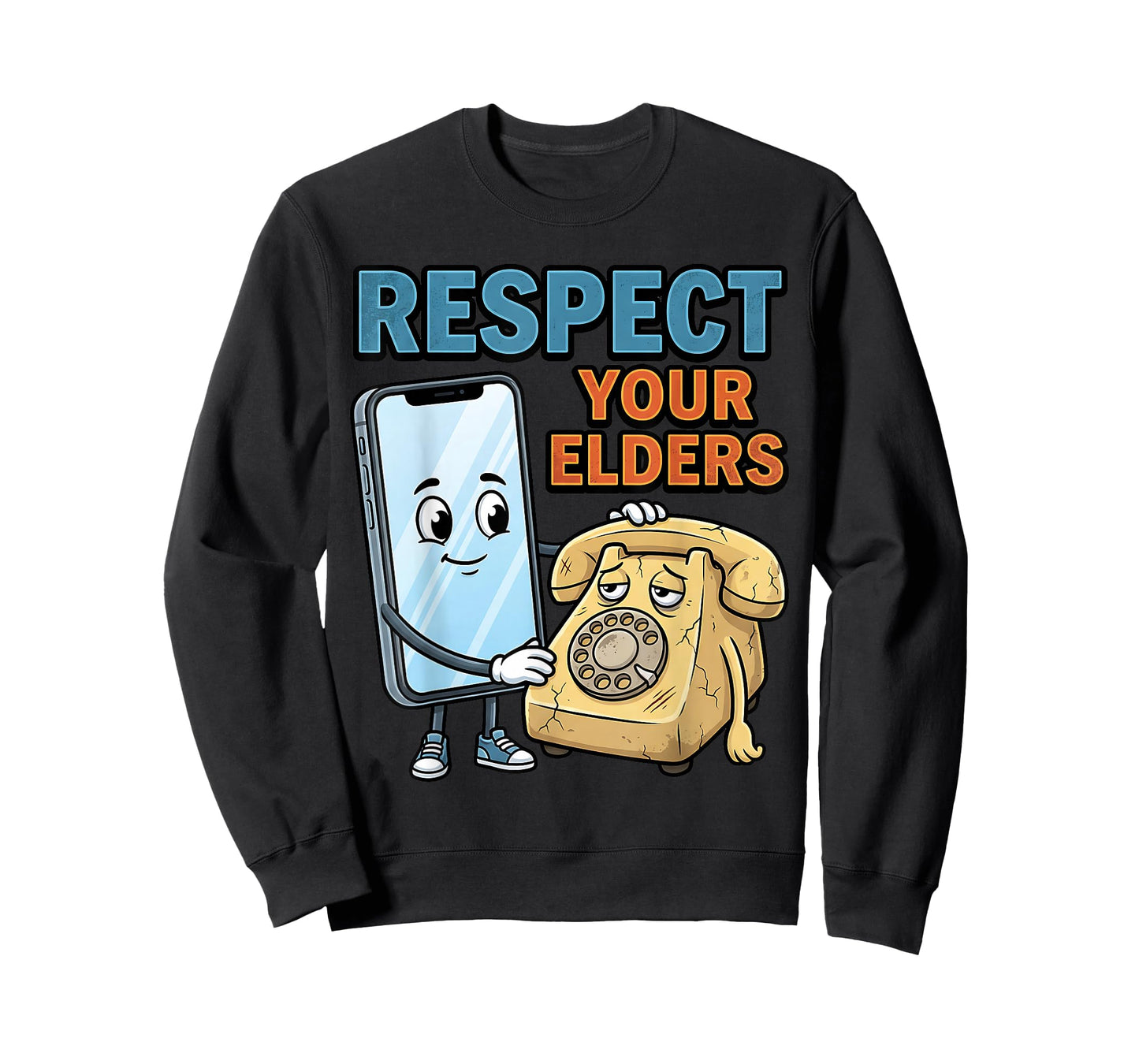 Respect Your Elders Retro Phone Technology Humor T-Shirt