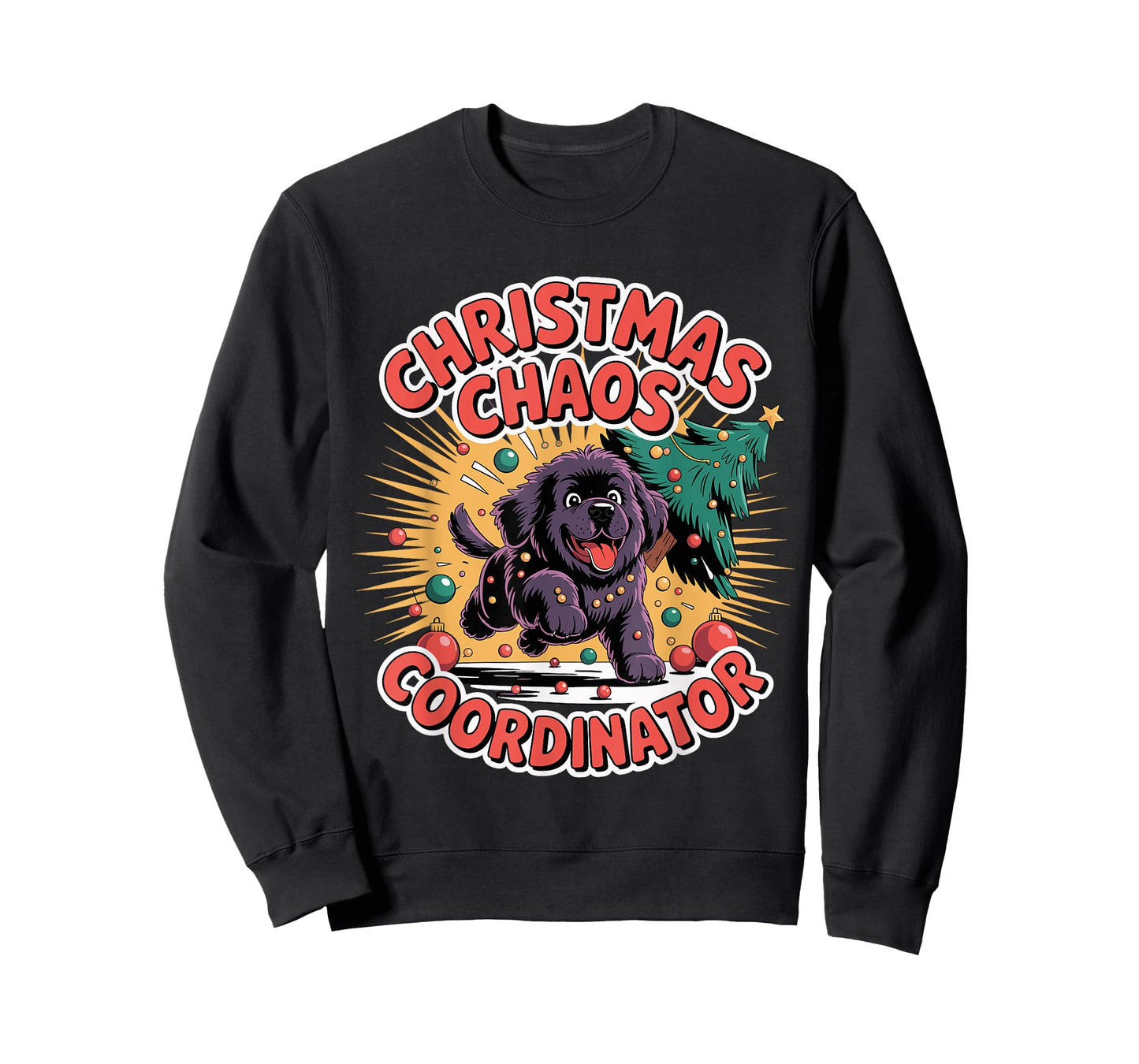 Christmas Chaos Coordinator Xmas Puppy Funny Newfoundland T-Shirt