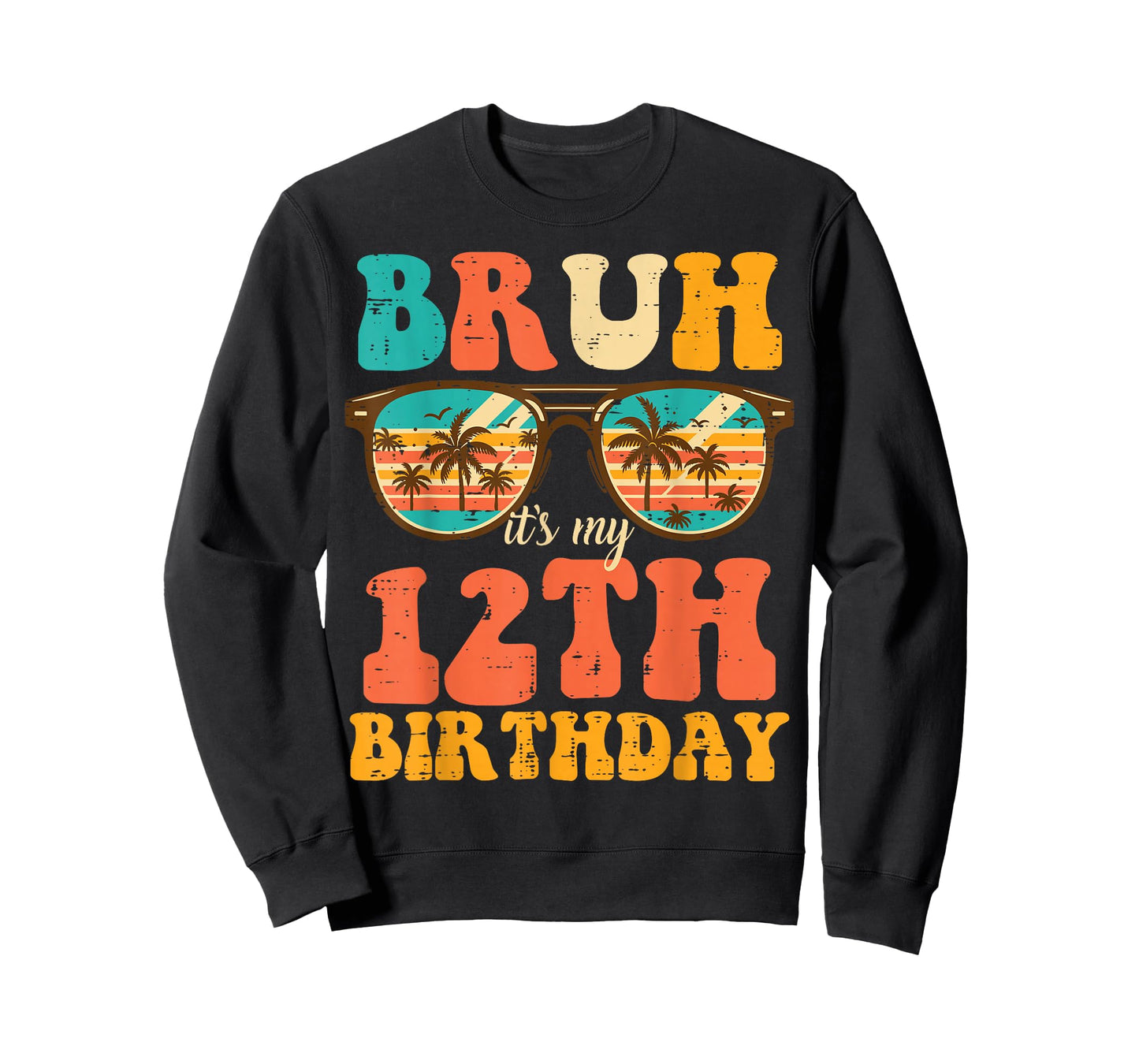 12th Birthday Palm Trees Sunglasses 12 Bday Boys Girls Kids T-Shirt