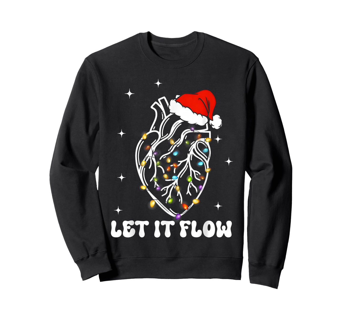 Funny Let It Flow Anatomy Heart Cardiac Nurse Santa Hat Xmas T-Shirt