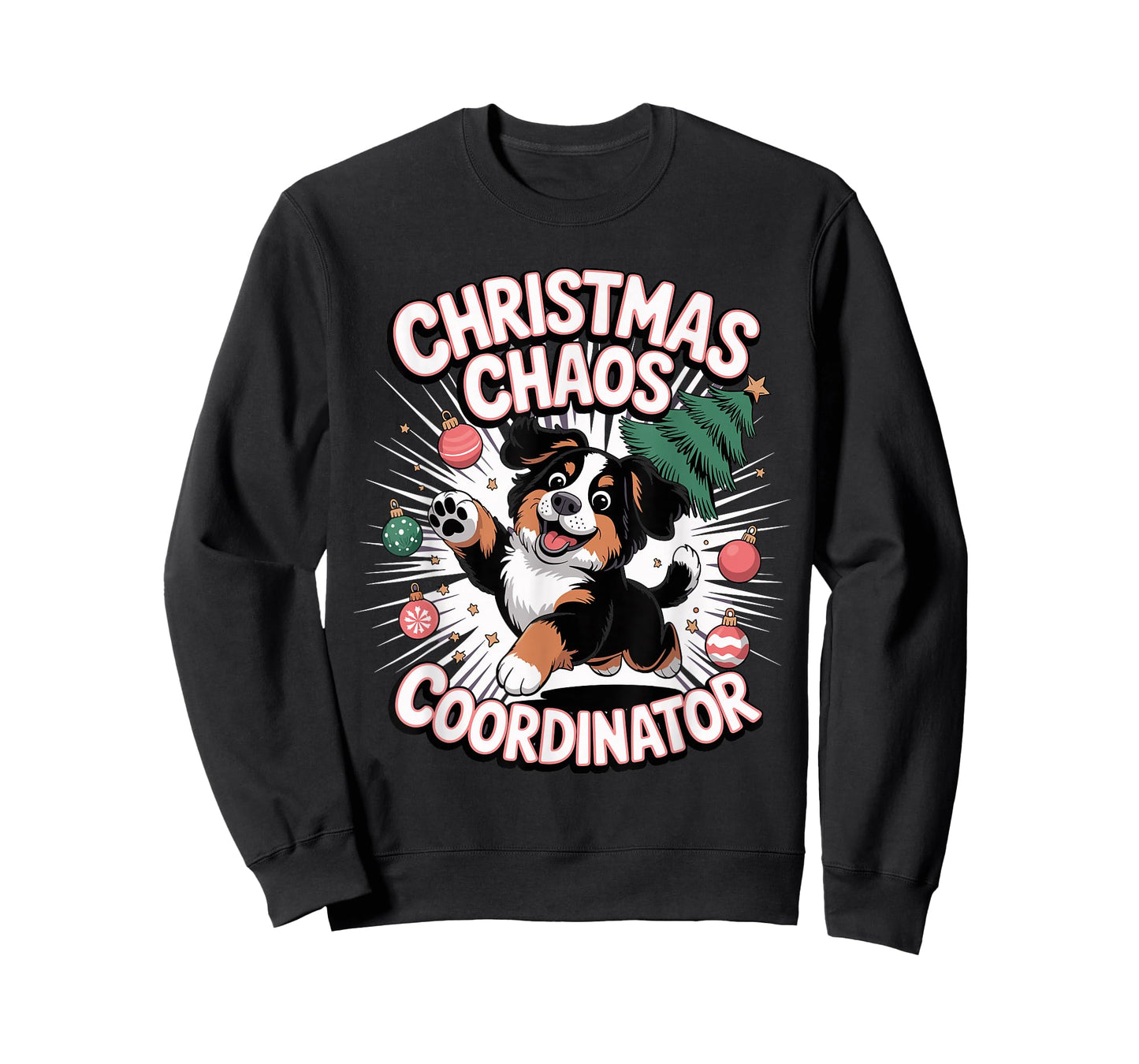 Christmas Chaos Coordinator Xmas Puppy Funny Bernese Dog T-Shirt