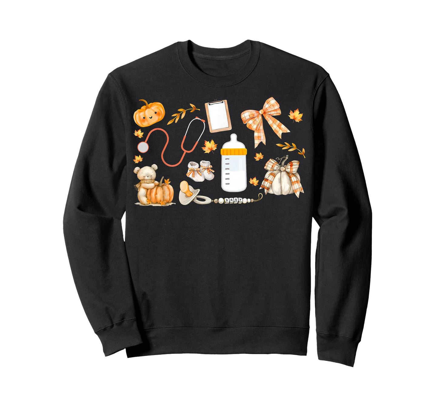 Mother Baby Nurse Fall Thanksgiving Team Nursery Nurse Women T-Shirt