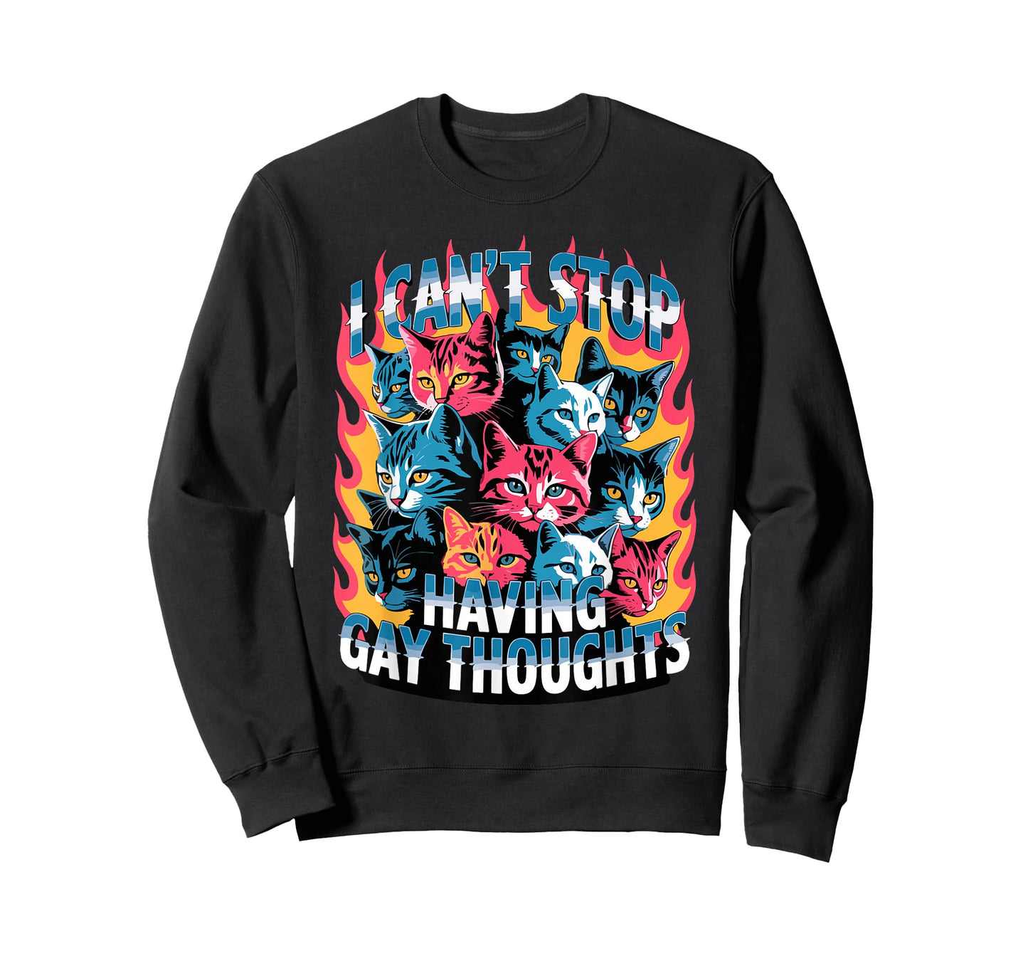 I Can't Stop Having Gay Thoughts Funny Cat Meme Bootleg GenZ T-Shirt