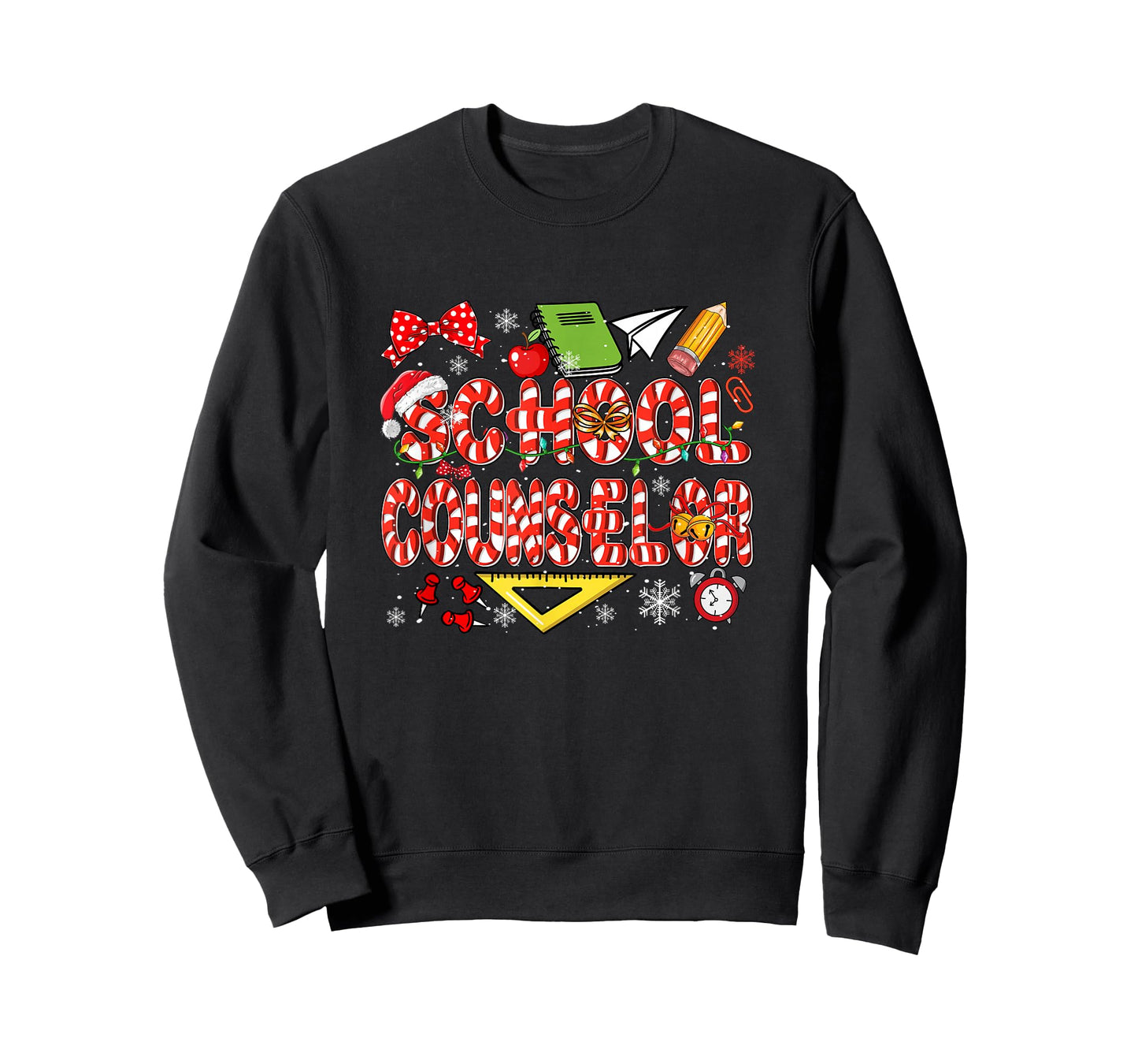 School Counselor Christmas Candy Canes Lover Funny Job Team T-Shirt