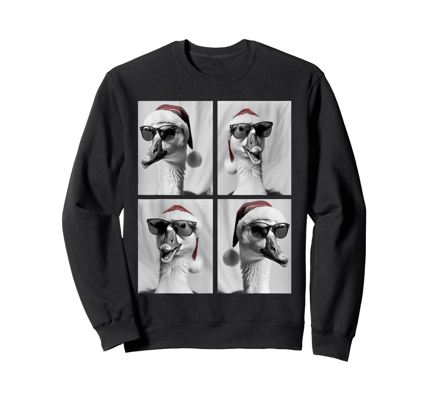 Funny Christmas Goose in Sunglasses Santa Hat Festive Geese T-Shirt