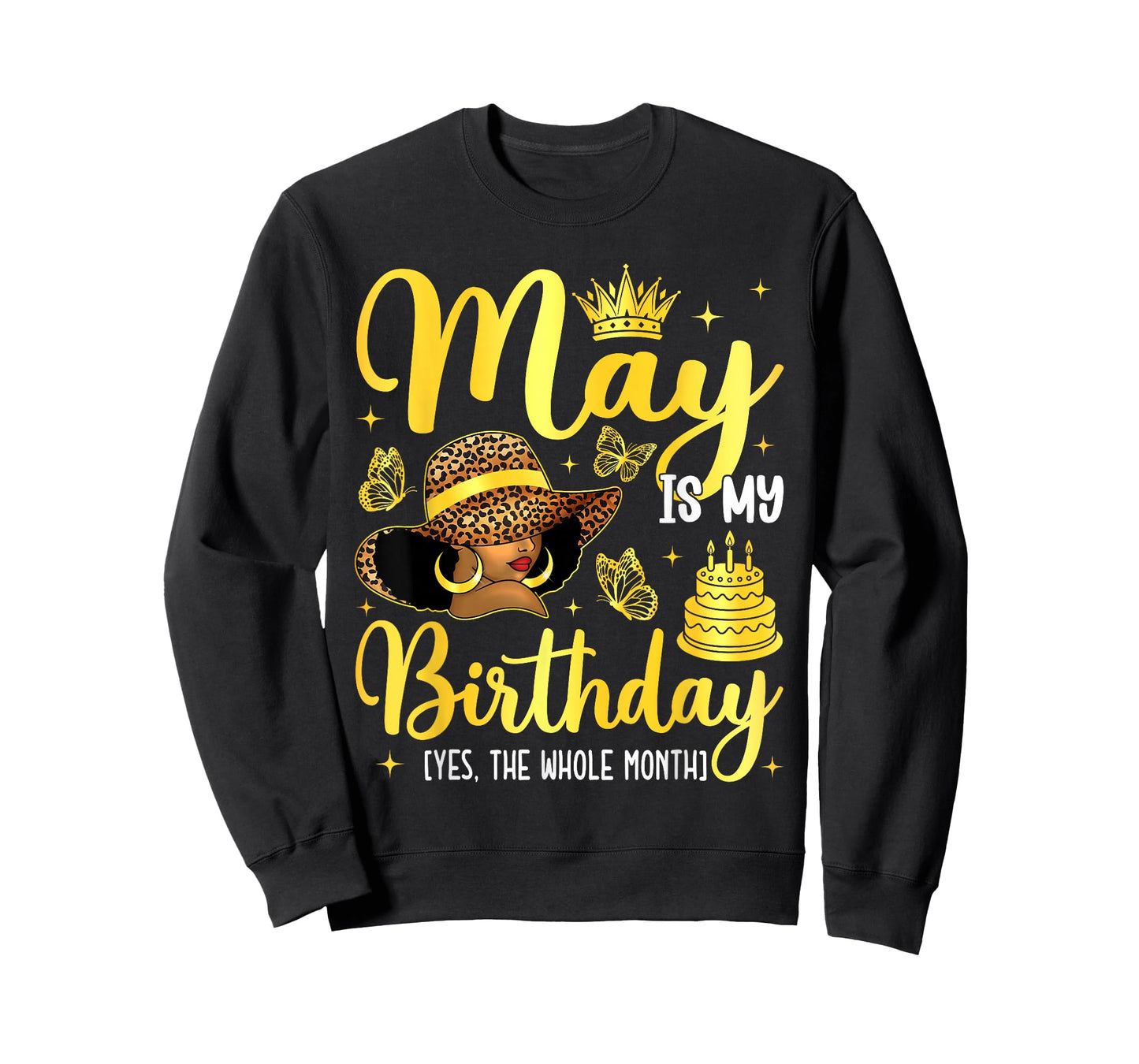 May Black Girl It's My Birthday Afro Woman Bday Month T-Shirt