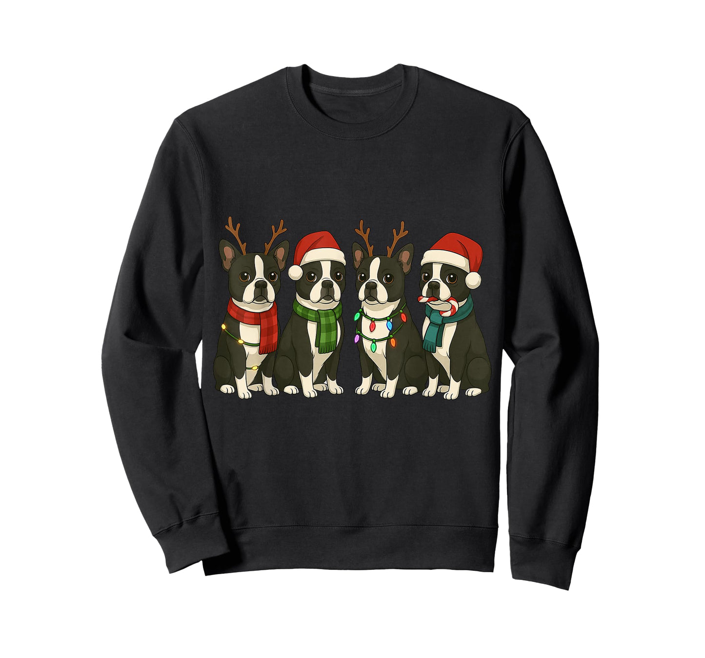 Boston Terrier Santa Hat Tee Dog Merry Christmas T-Shirt