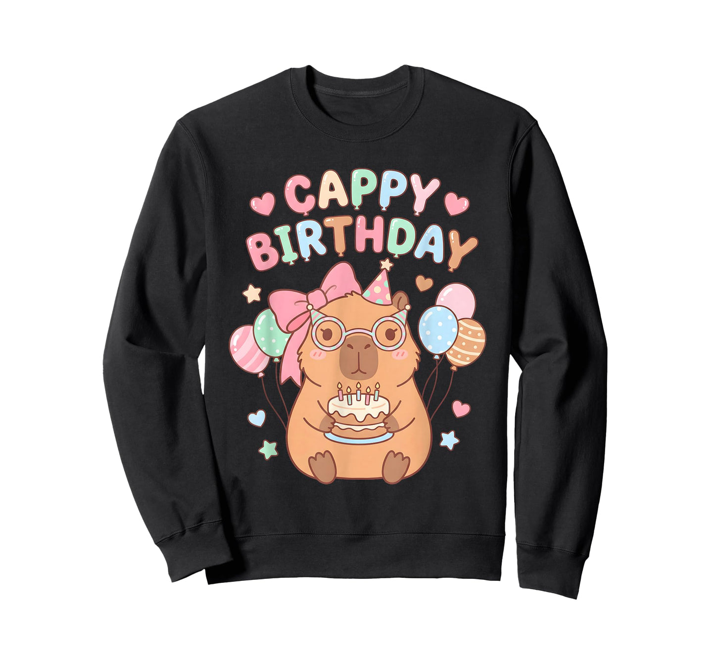 Capybara Birthday Girl Cute Capybara Animal Lovers Bow Party T-Shirt