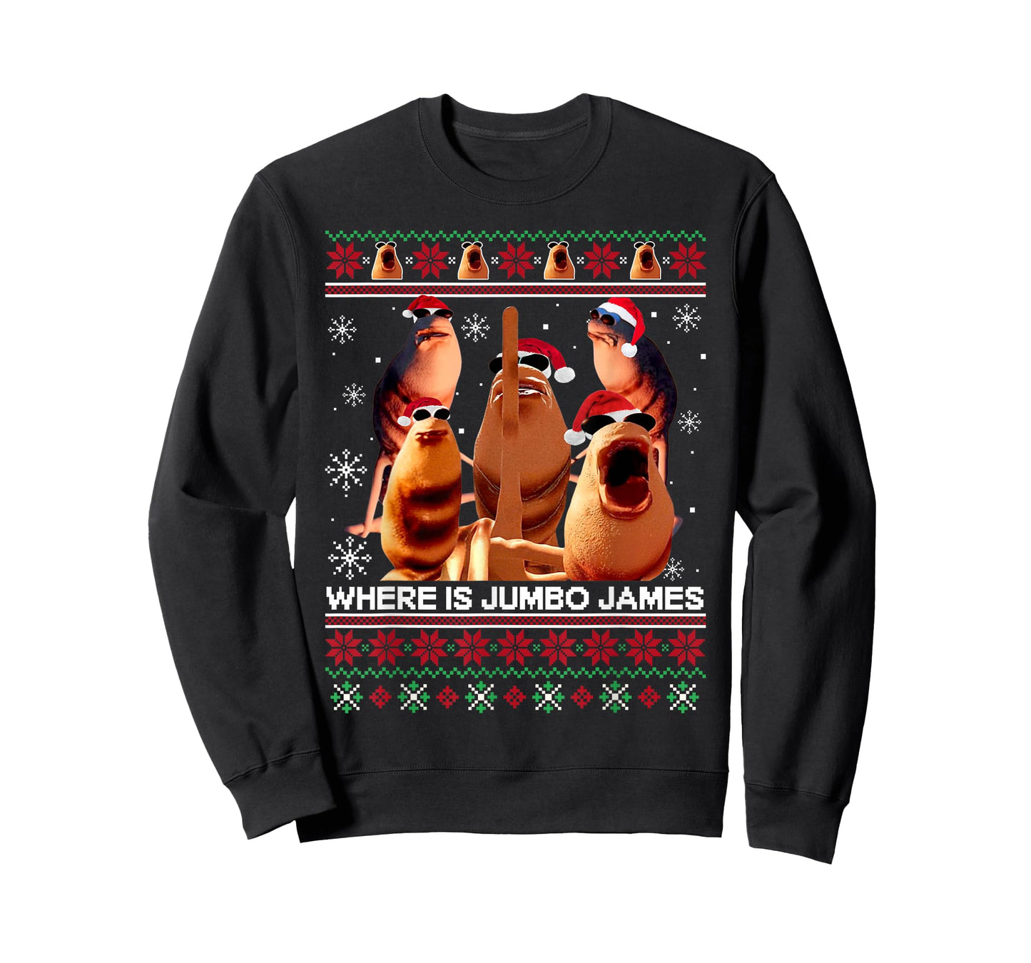 Where is Jumbo James Ugly Christmas Marcus The Worm Xmas T-Shirt