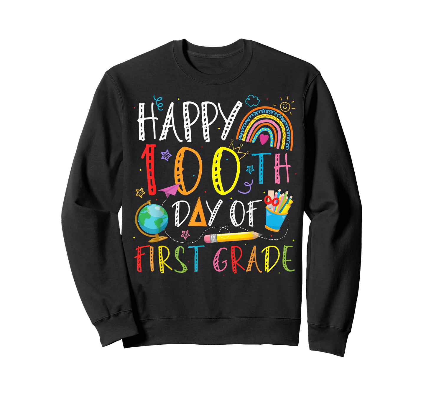 Happy 100th Day of 1st Grade Kids Teacher 100 Days Rainbow T-Shirt