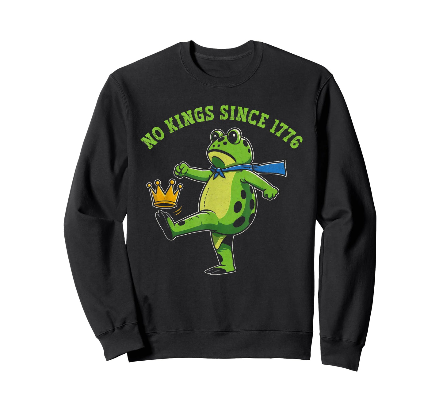 No Kings Since 1776 Portland Frog Kicking Crown Retro T-Shirt