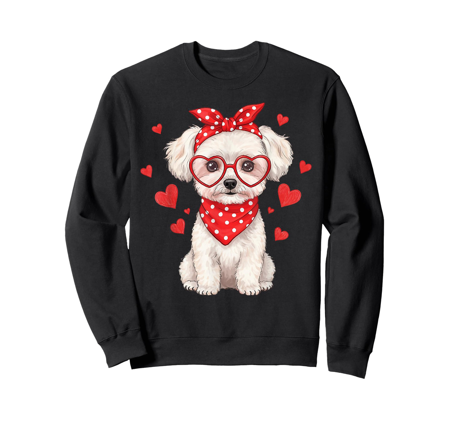 Bichon Frise Dog Valentines Day Cute Heart Glasses Dog Lover T-Shirt