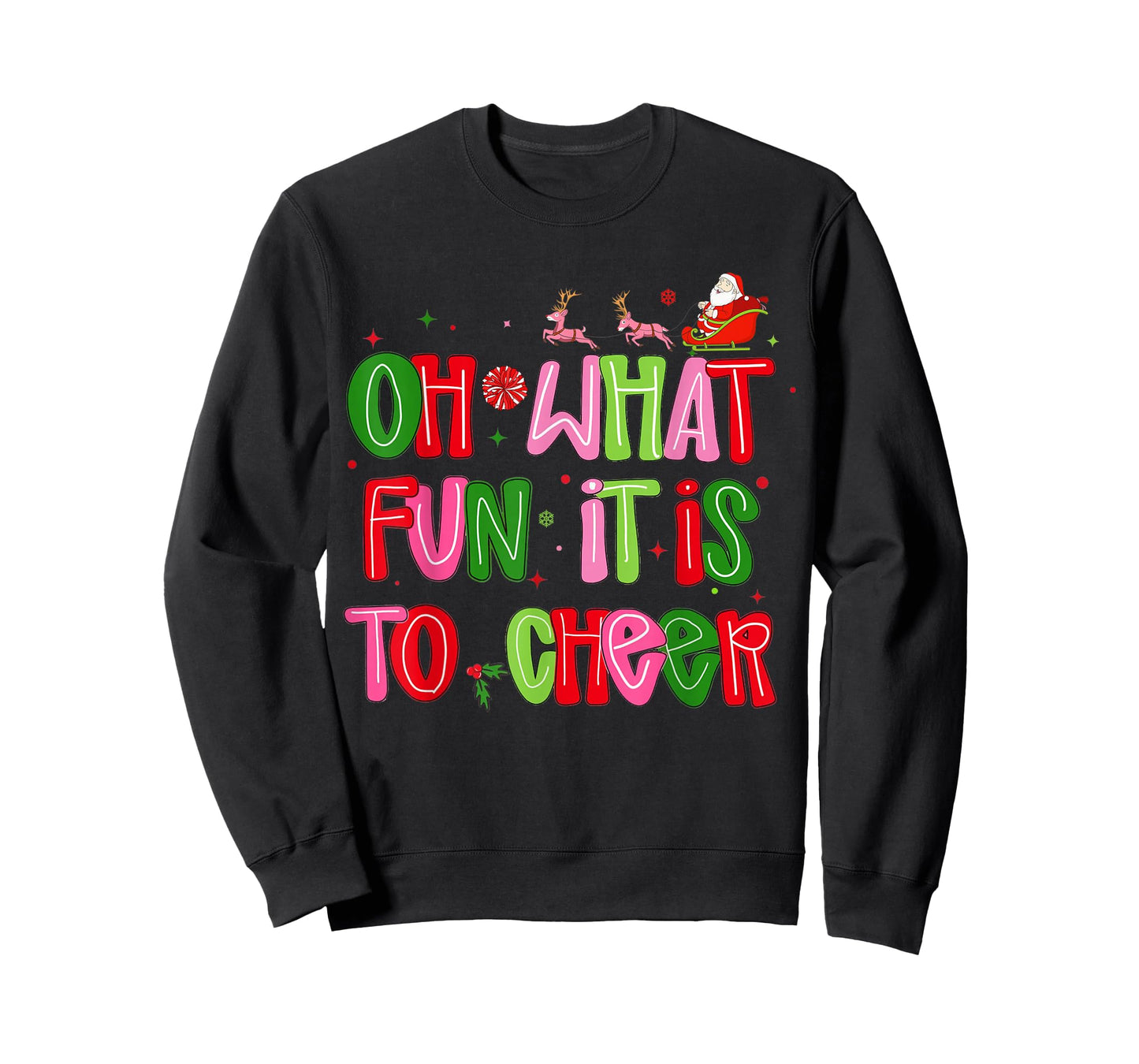 Retro Oh What Fun It is to Cheer Christmas Santa Cheerleader T-Shirt