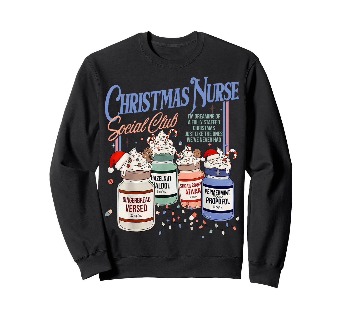Retro Christmas Nurse Social ICU Nurse Propofol Xmas T-Shirt