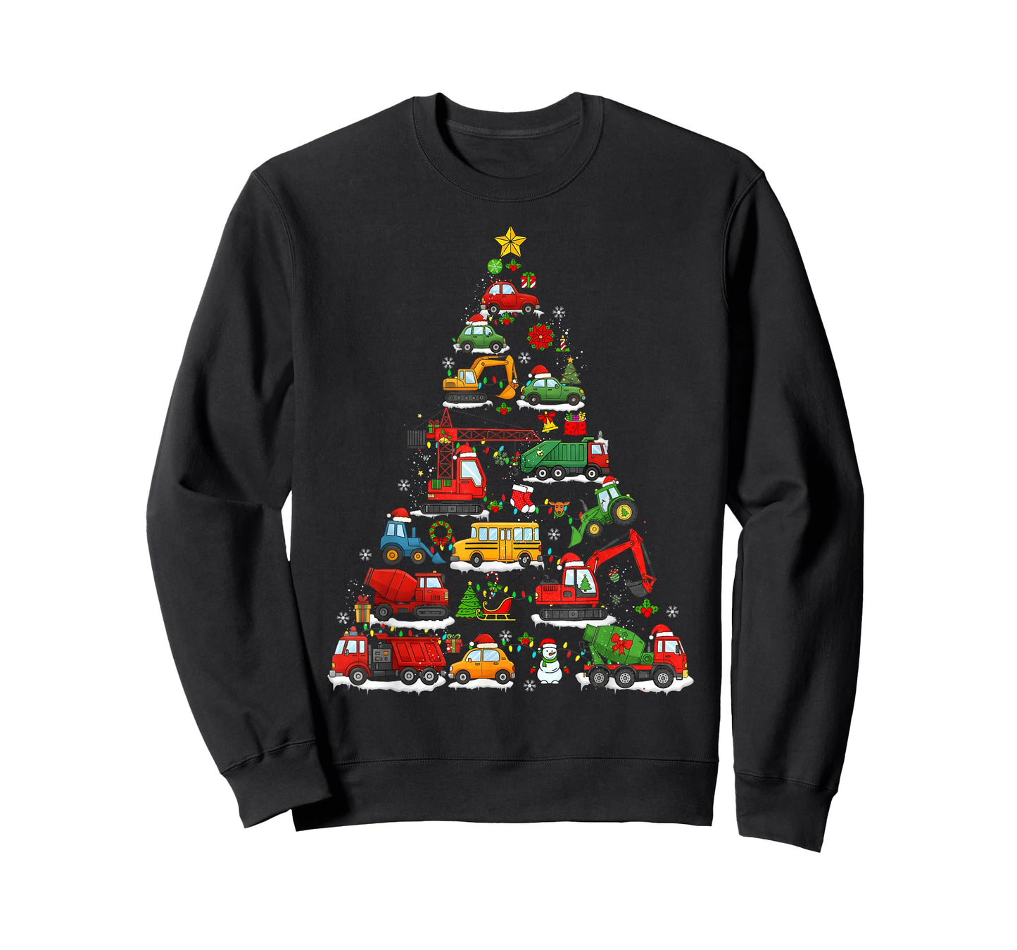 Construction Vehicle Excavator Christmas Tree Santa Hat T-Shirt