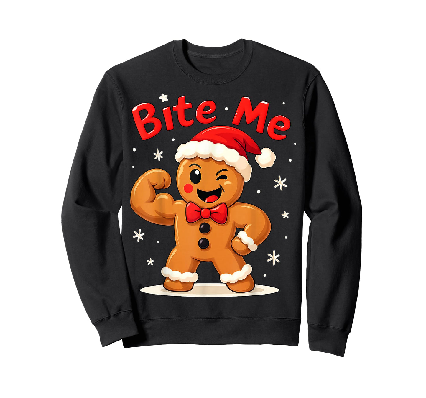 Bite Me Gingerbread Man Xmas Funny Sarcastic Christmas T-Shirt